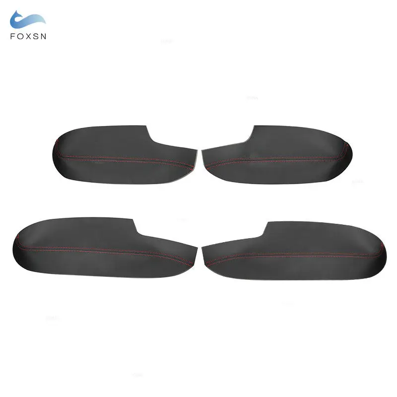 4pcs Black Microfiber Leather For Hyundai Veracruz Car Interior Door Armrest Panel Cover Protection Trim Accessories