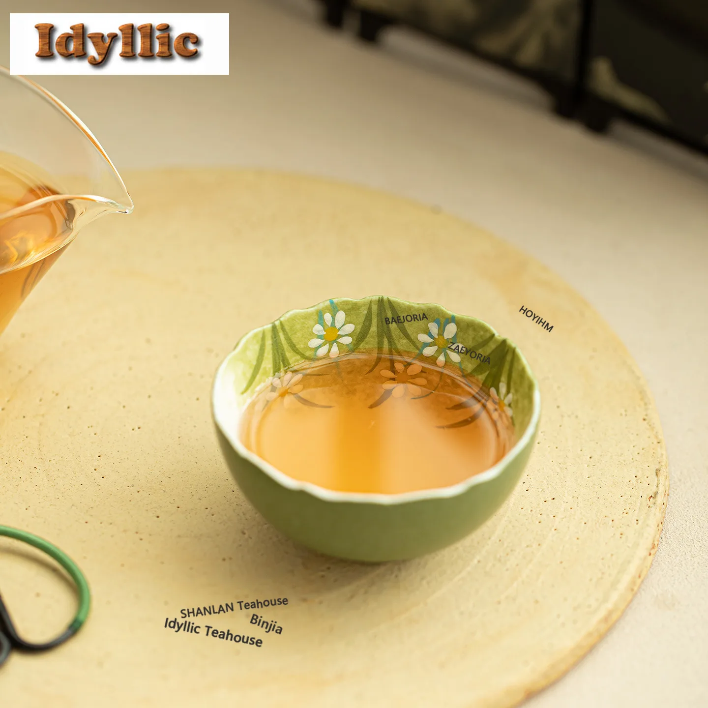 HOYIHM 90ml Citrus Pu-erh Hand-painted Daisy Teacup Elegant Tea Bowl Tea Pair Tea-tasting Meditation Cup Chazhan Master Cups Cha