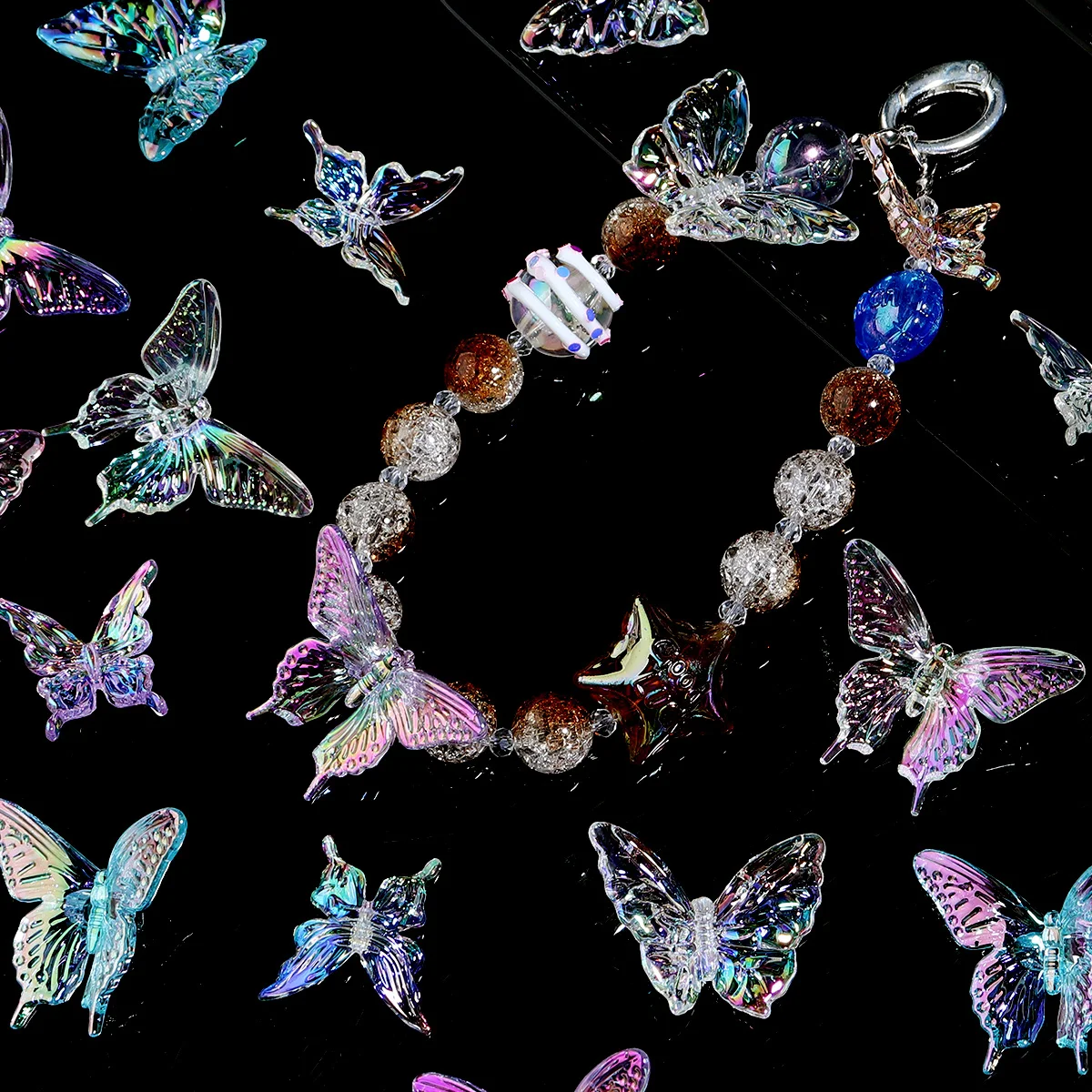 10pcs Plated Color Acrylic Butterfly Beads Loose Spacer Bead Charms For Jewelry Making DIY Necklace Earring Phone Chain Keychain image 6