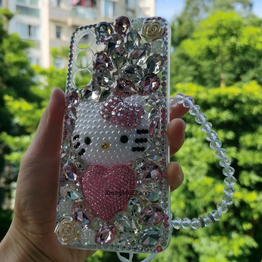 Cartoon Hello Kitty Handgelenk-Schlaufenhülle für Samsung S25Ultra S24 Plus S23 S22 Ultra S21 S20 FE S26 Note20 Glitzernde Strass-Abdeckung – Detail 12