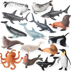 Oenux New Sea Life Seal Sea lion Orcas Blue Whale Shark Megalodon Dolphin Aquarium Ocean Marine Animals Model Kids Toy Gift