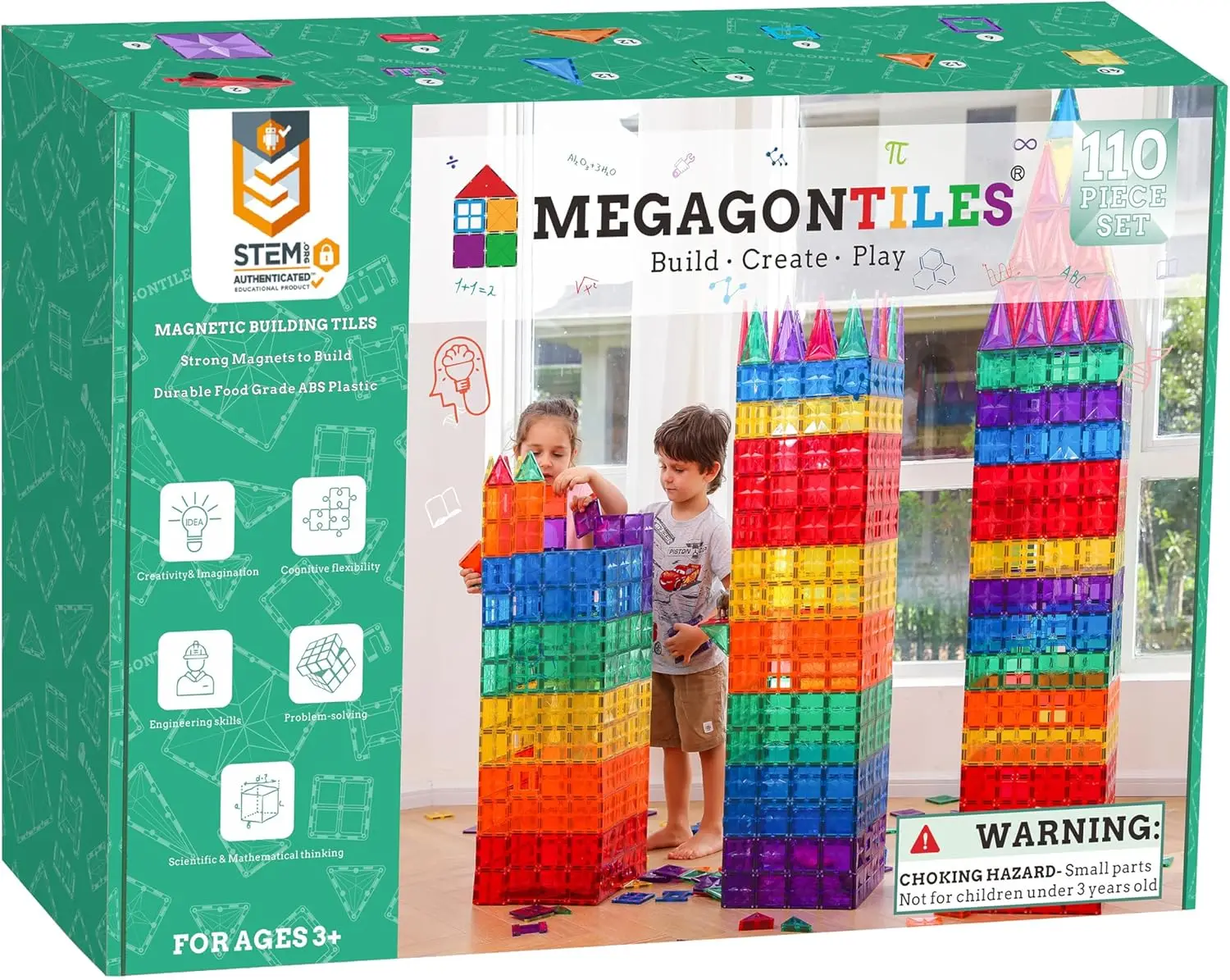 

110PCS Premium MagneticTiles, MagnetTiles, STEM AUTHENTICATED, Magnetic Blocks, Magnetic Building Blocks, Magnets for Kids, Magn