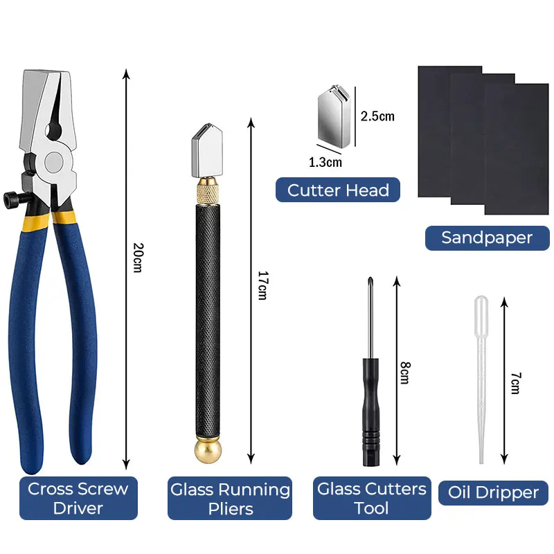 Glass Tile Cutter Kit Stained Glass Supplies With Heavy Duty Glass Running Pliers Porcelain Manual Tile Cutter Construction Tool