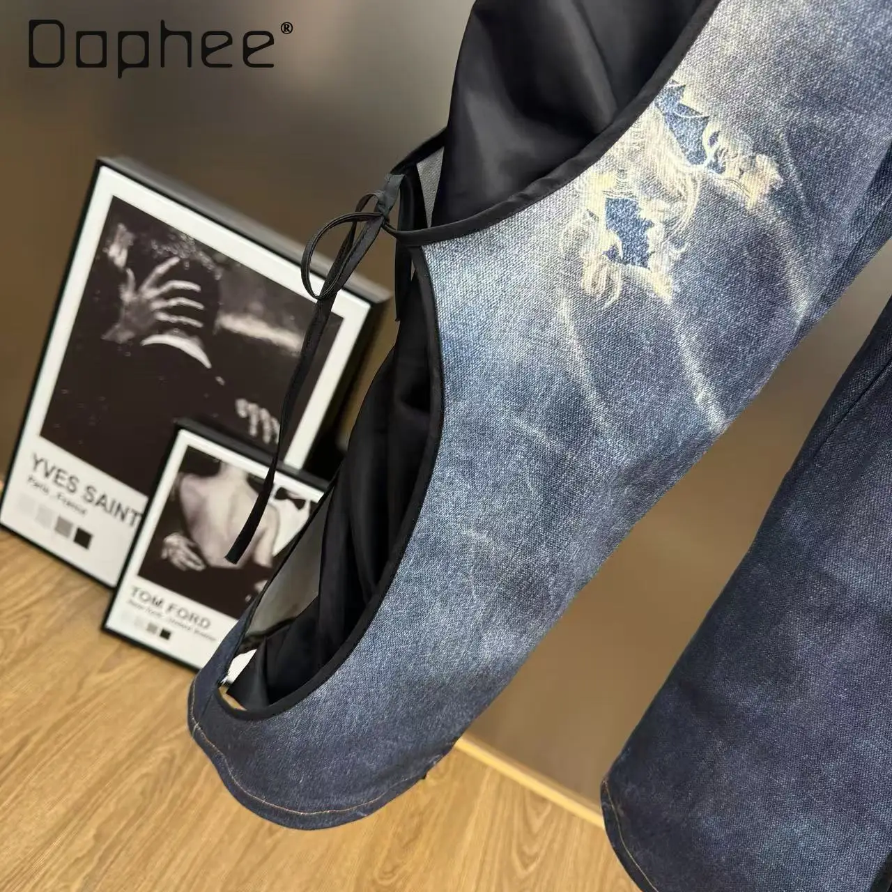 2026 frühling Straße Persönlichkeit Patchwork Schwarz Cargo Hosen Frauen Aushöhlen American Hot Girl Jeans Lose Gerade Lange Hosen