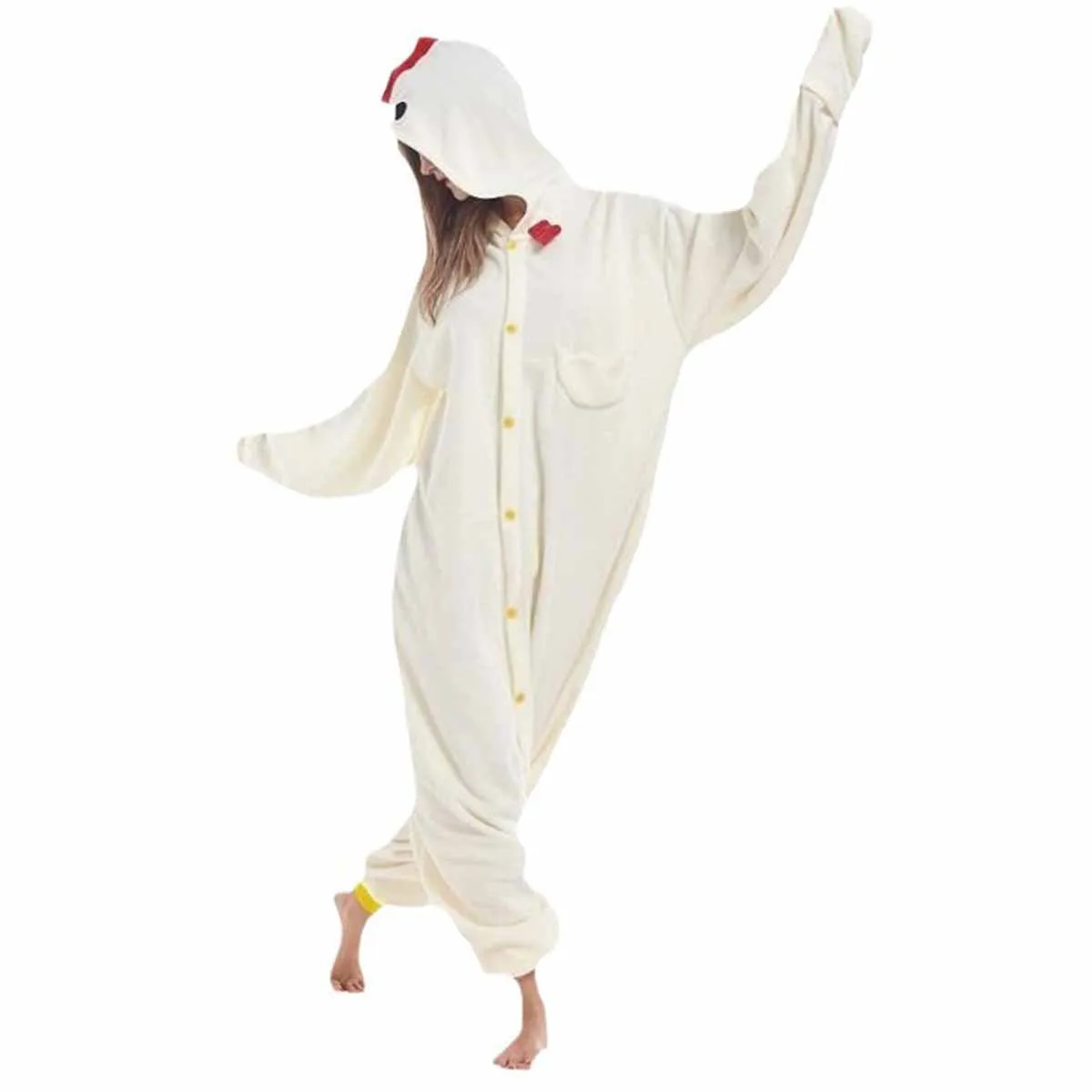 

Fashion Sleepwear Popular Trend Clothes White Rooster Animal Onesie Halloween Costume Girl Cartoon Cosplay Adult Funny Novetly