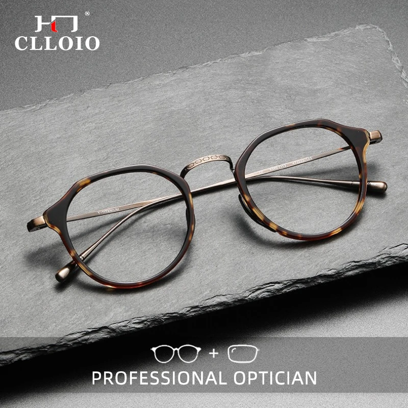 

CLLOIO Vintage Classic Versatile Reading Glasses Anti Blue Light Acetate Frame Titanium Temple Progressive Prescription Eyewear