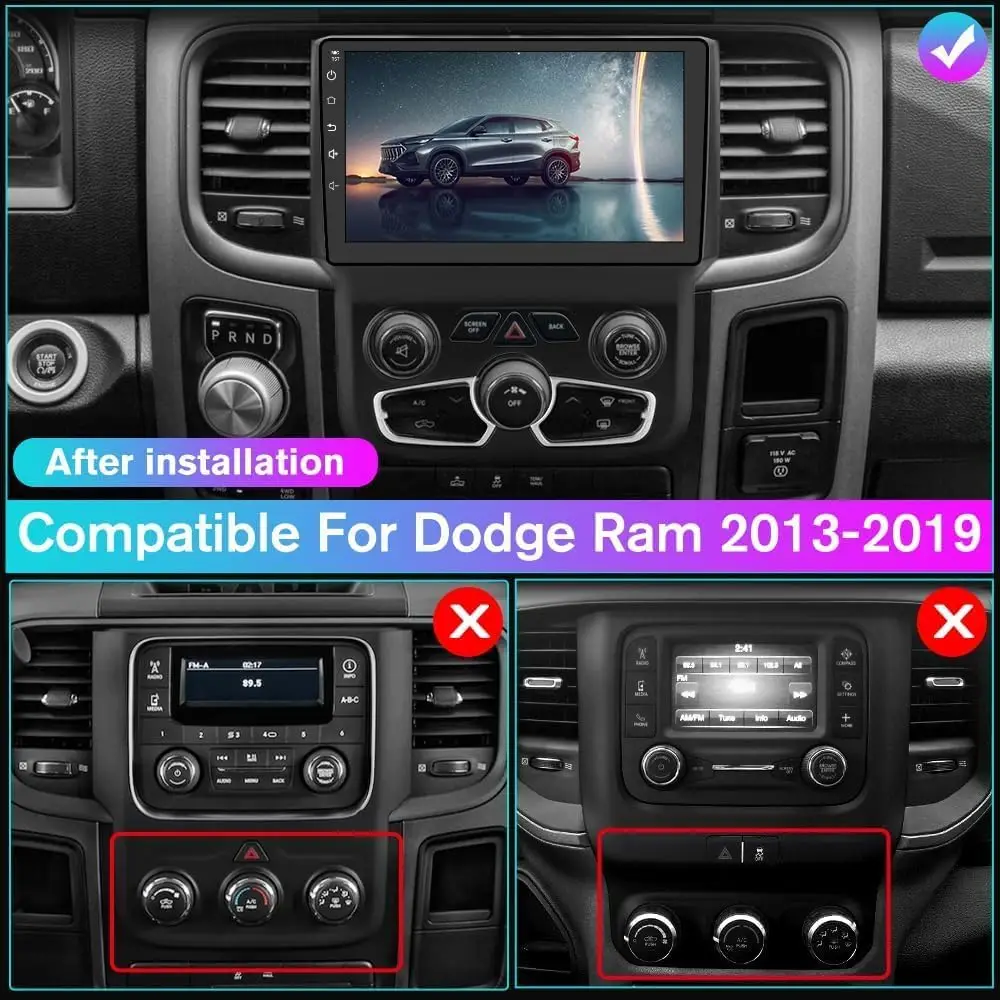 New Android 13 Touch Car Stereo Radio Multimedia Video Player GPS Navigation 5G WiFi Auto Radio For Dodge Ram 2013-2019 Wireless CarPlay Android Auto 9