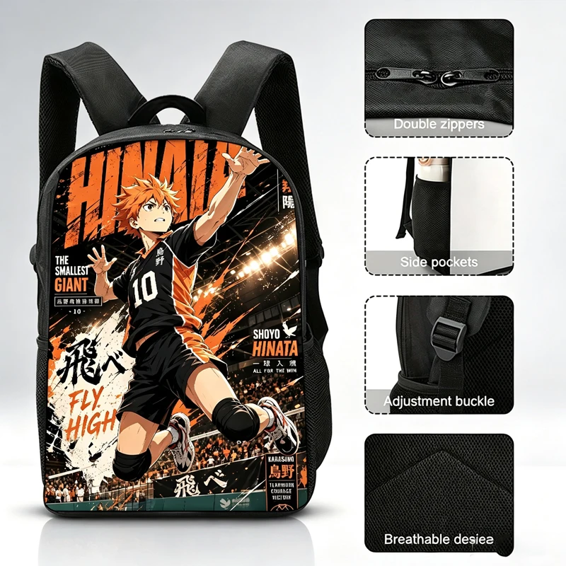 School Backpack Teen - Cartoon Haikyuu Anime Print Backpack for
