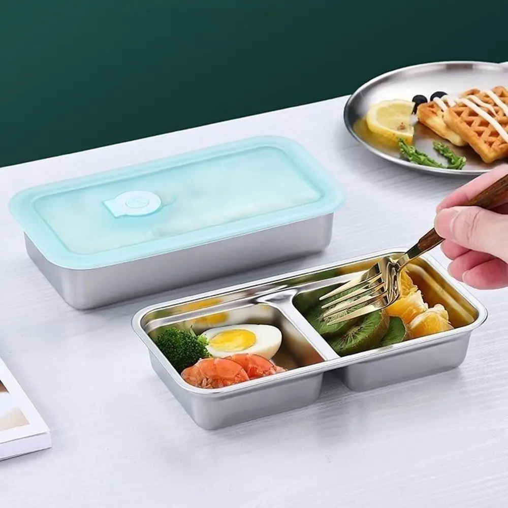 

Reusable Stainless Steel Snack Containers Single/Double Compartment Fresh-Keeping Separate Condiment Tray Leak-proof stackable