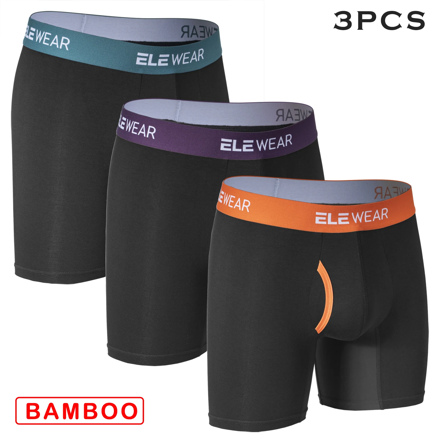 3 قطعة ملابس داخلية للرجال من الخيزران الملاكمين مع فتح تنفس Boxershorts الرجال سراويل داخلية حجم كبير الملاكمين الموضة موجز