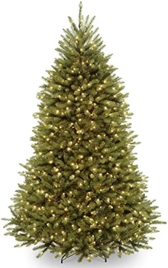 

National Tree Company Pre-Lit Artificial Full Christmas Tree, Green, Dunhill Fir, White Lights, Includes Stand, 6.5 Feet