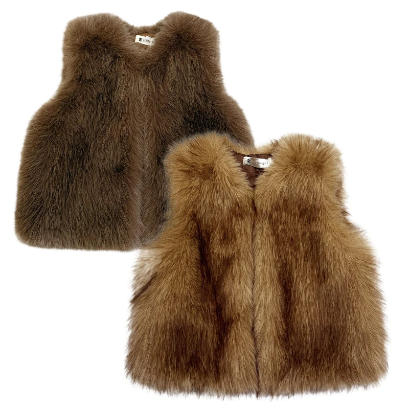 

Kids Faux Fur Waistcoat Winter Warm Puffy Sleeveless Jacket for Boys Fuzzy Vest Fashion Casual Versatile Teen Outerwear 8 10 Y