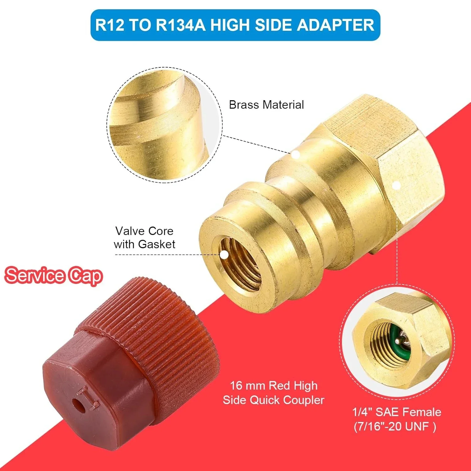 Kit di conversione da R12 a R134a, kit adattatore di retrofit CA da R12 a R134a, kit di conversione da R12 a R134a ad alta/bassa tensione