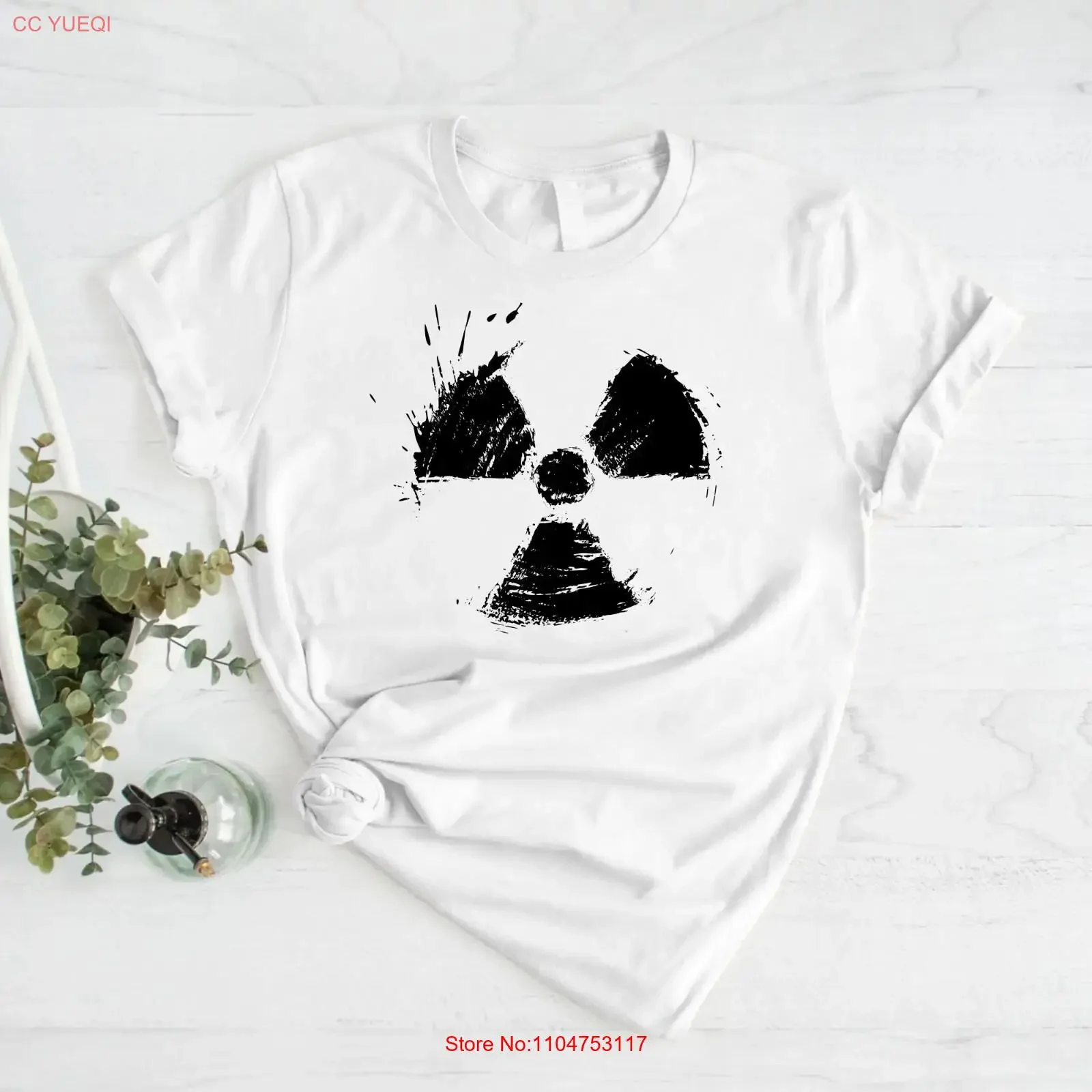 Radioactive Symbol T Shirt Radiation Print Nuclear Science vintage Washed Comfortable Versatile Slightly Breathable Stylish
