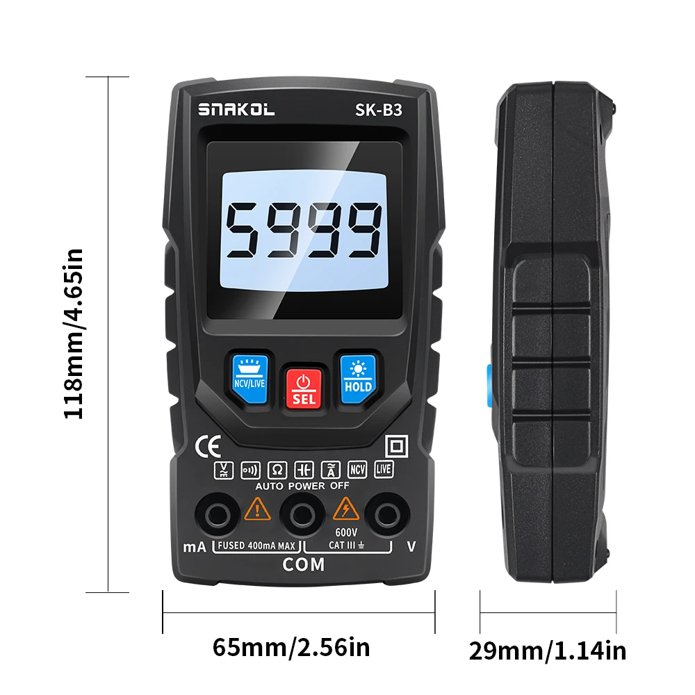 Snakol Smart Multimeter Professional Digital Multimeters AC/DC Voltage Current Tester Continuity Ohm NCV Ammeter Detector Tools