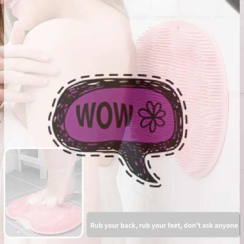 Shower Foot Scrubber Mat Back Washer Exfoliating Bath Wash Pad Wall Mounted Slip Suction Cups For Use In Cleaner Men And Women