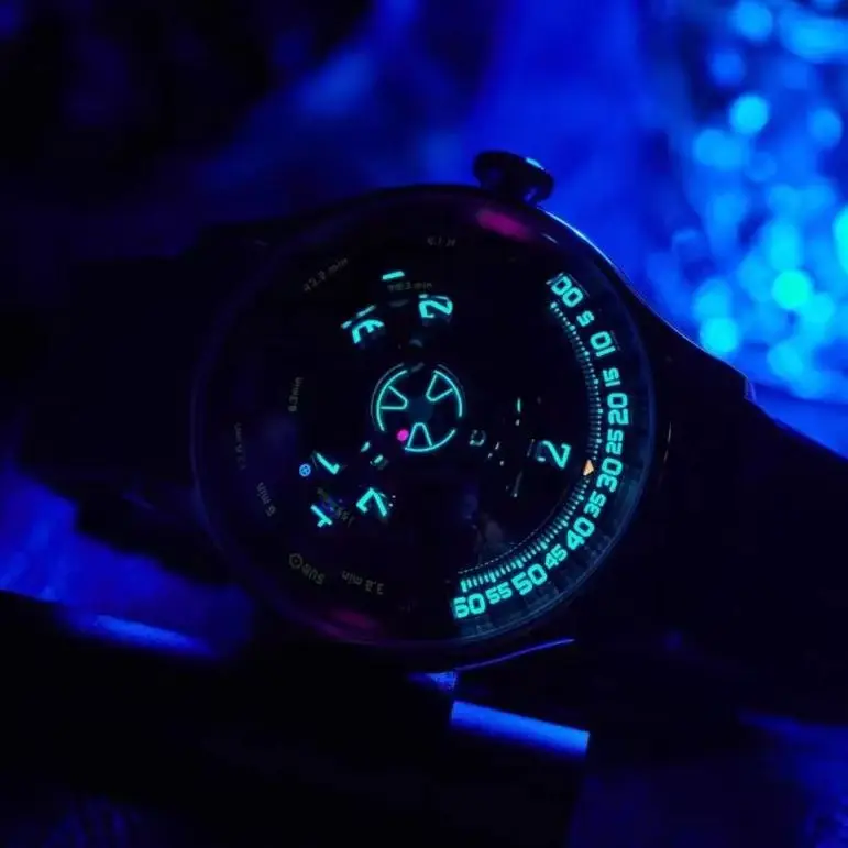 OBLVLO Men Automatic Watch 41mm Fashion Mechanical Wristwatch Luminous Sapphire Mirror Waterproof Rotatable UFO Dial Miyota Mov