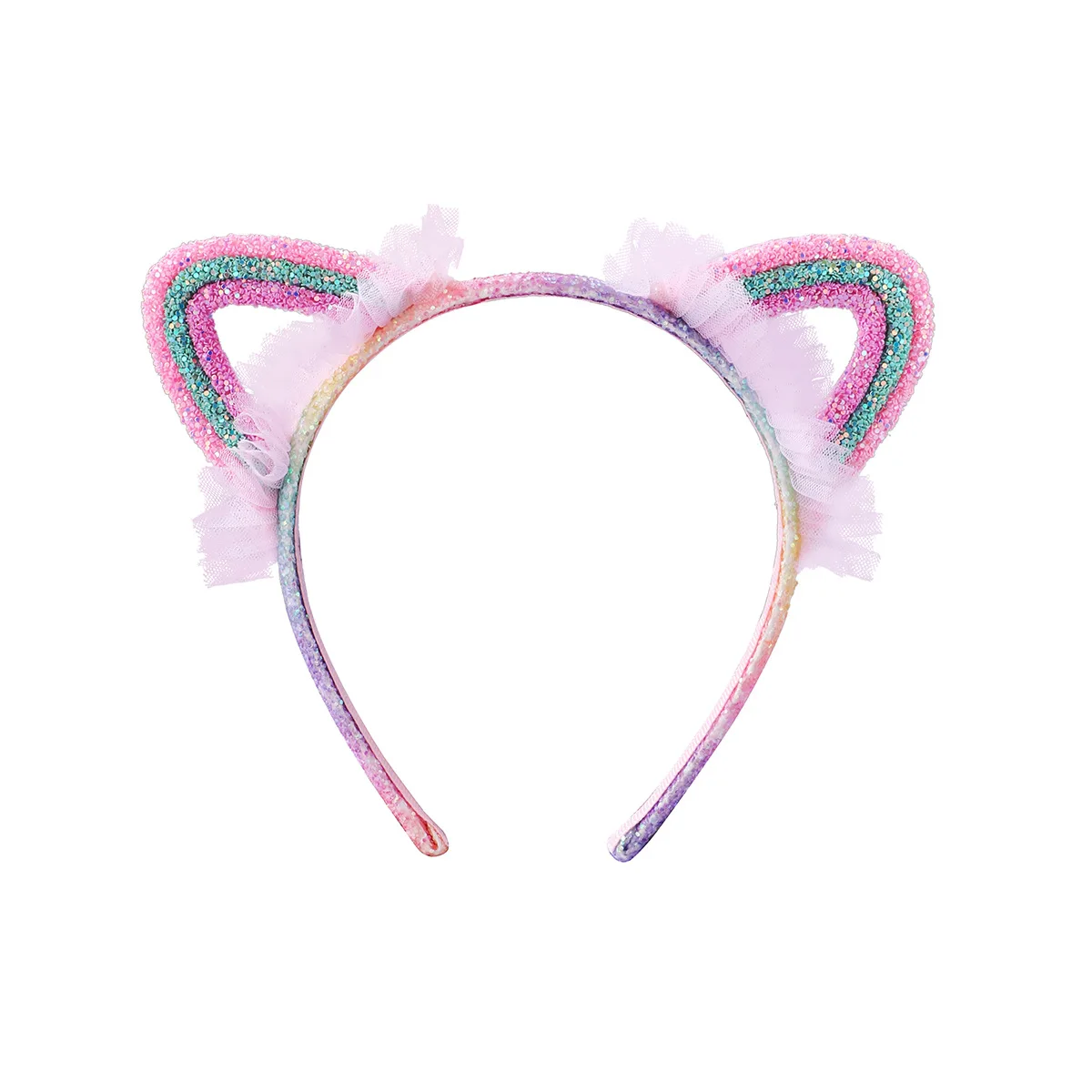 10pcs Glitter Gradient Color Cat Ears Hairbands Cartoon Tutu Animal Ears Headwear Fashion Boutique Hair Accessories for Girls