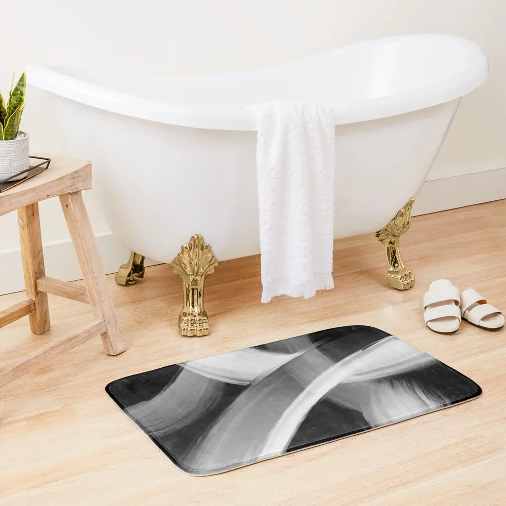 

Black and White Fine Art painted Abstract Bath Mat Water Absorbent Non-Slip Bathroom Mat