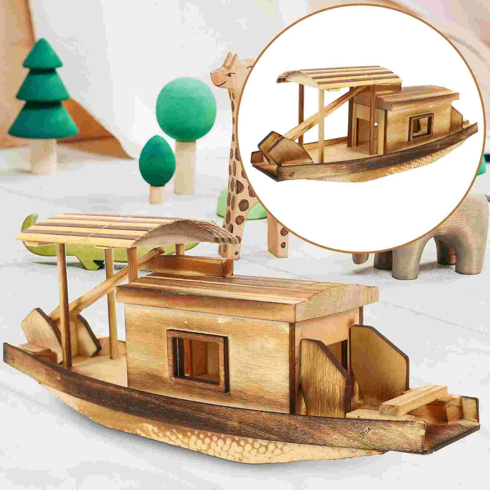 Beach Mini Construction Kit Ship Boat Model Toy Kids Wood Projects Fishing Child