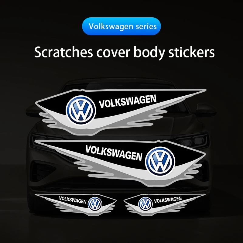 4Pcs Styling Decorative Decals Car Stickers Accessories For VW GTI Polo Golf Passat Tiguan Arteon Touareg Taigo Caddy Jetta GTE