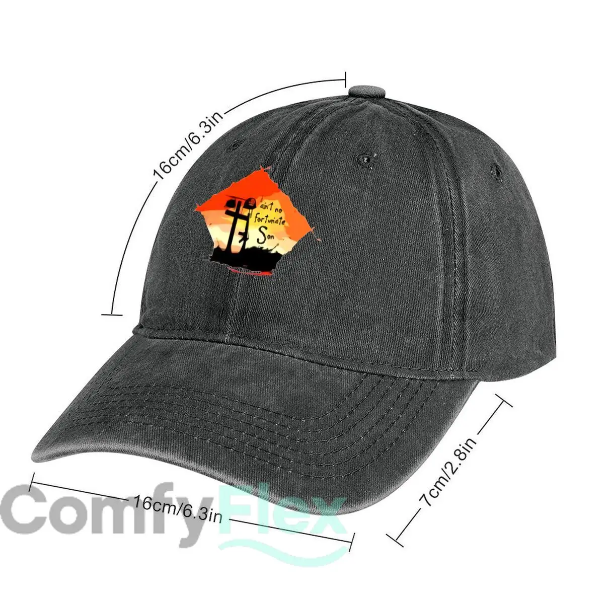 Ain't No Fortunate Son Graphic Unisex Washed Baseball Cap Distressed Denim Hats Classic Outdoor Run