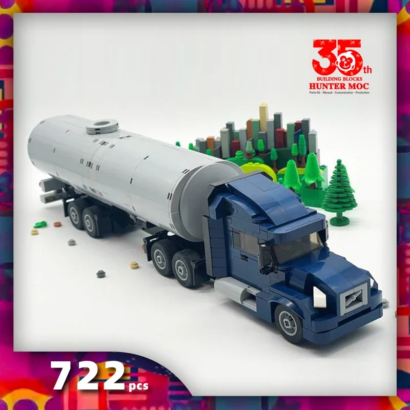 HtMoc Fuel Tanker flatbed truck blocks speed champions moc truck lorry toys tank truck transporter toy moc cars bricks