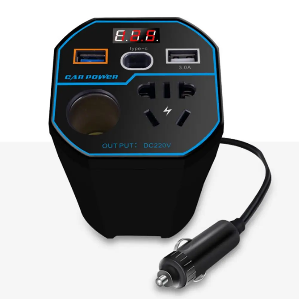 Car Outlet Adapter 12V Car Inverter 12V24V To 220V Converter Automatic Power-off Feature Inverter 3100MA 5V 80CM DC110V-220V