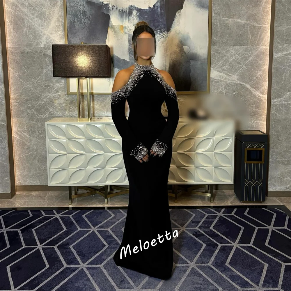 Aangepaste hoge kwaliteit glitter zeemeermin lange zwarte jurken luxe avondjurk voor dames op maat gemaakte gelegenheid bruiloft feestjurk