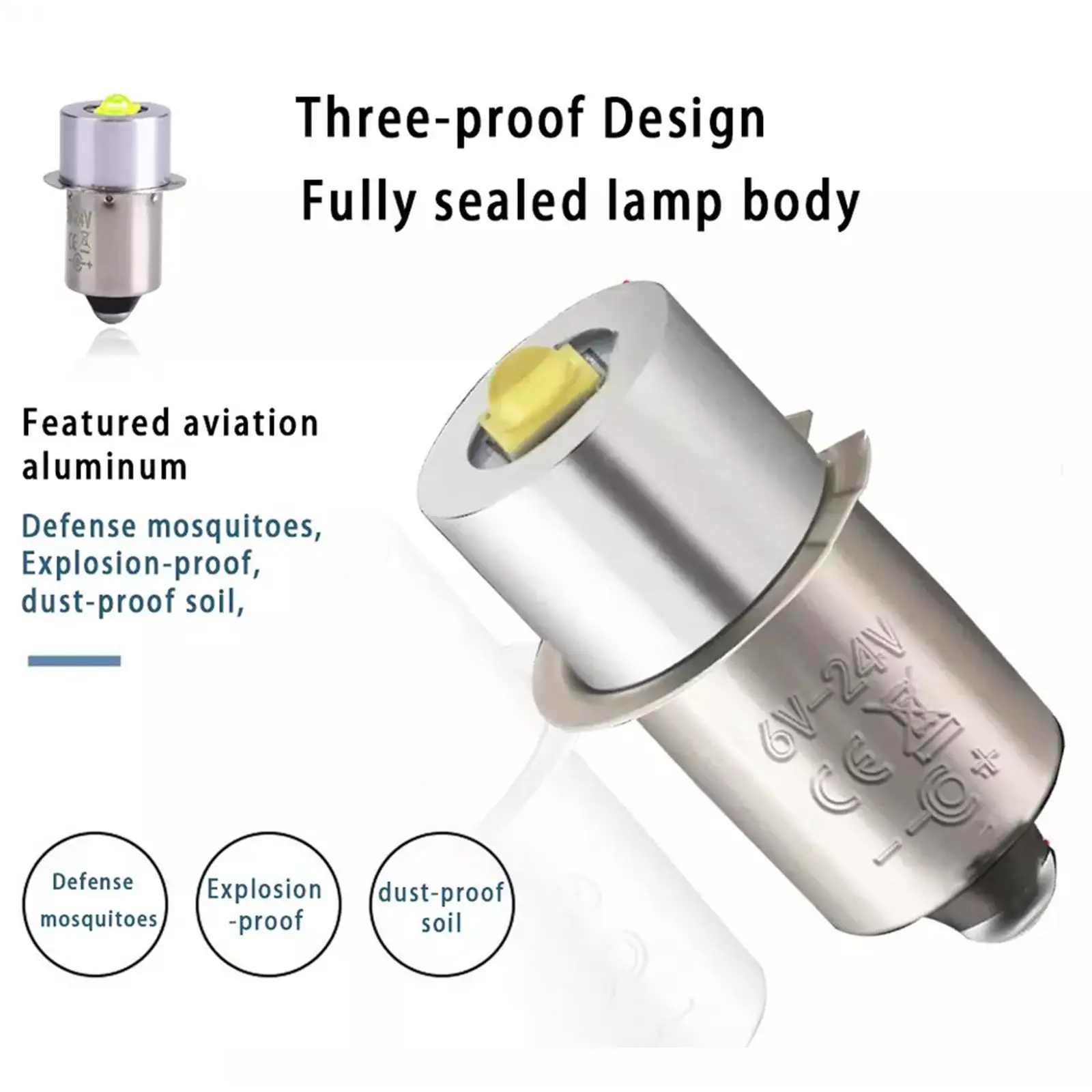 Substituição da lâmpada Maglite, lâmpadas Mag Lite, lanterna LED, P13.5S, E10, BA9S, DC 6-24V, 5W