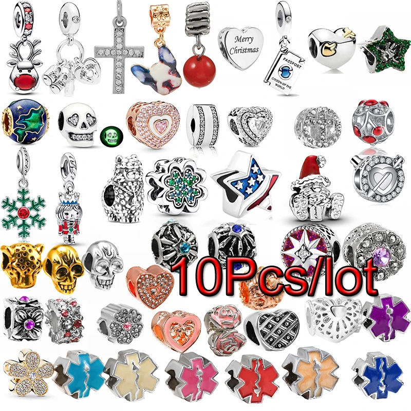 

10Pcs/lot Special Offer Nightlight Skeleton Charm Beads Pendant DIY Bracelets Bangles Jewelry For Women Men Jewelry Gift Pulsera