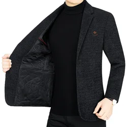 New Winter Men Fleece Blazers Jackets Formal Wear Suits Coats Business Casual Blazers Quality Man Thicker Warm Suits Jackets 3XL