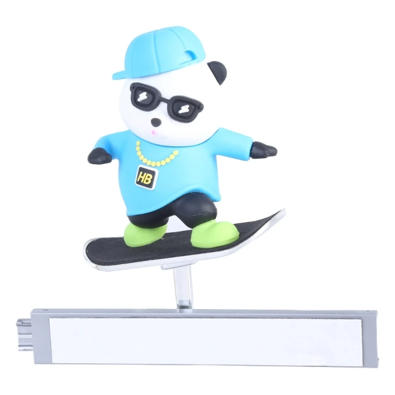 Car Dashboard Decors Ornament Auto Interior Decorations Cartoon Sliding Skateboarding Bear Statue Ornament Gift B03D