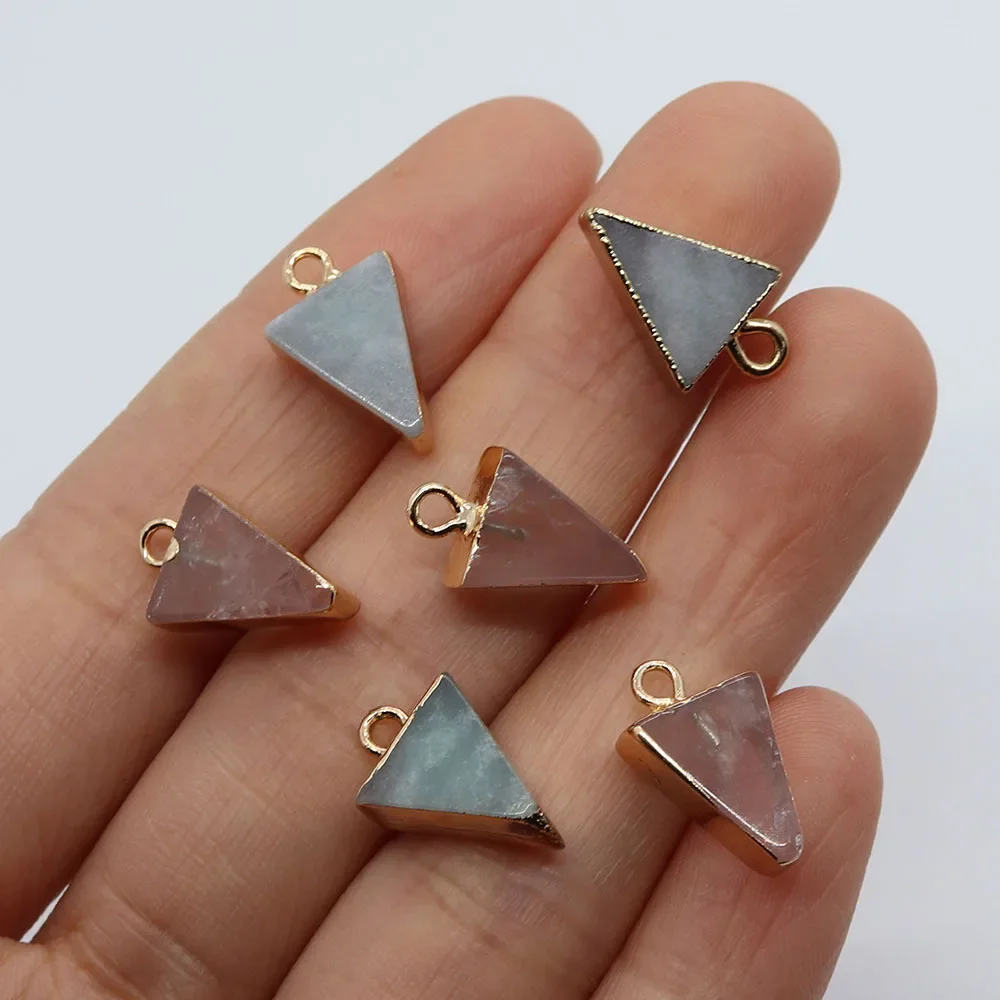 Natural Stone Pendant 10x16mm Triangular Shape Powder Crystal Single-hole Pendant DIY Necklace Accessories