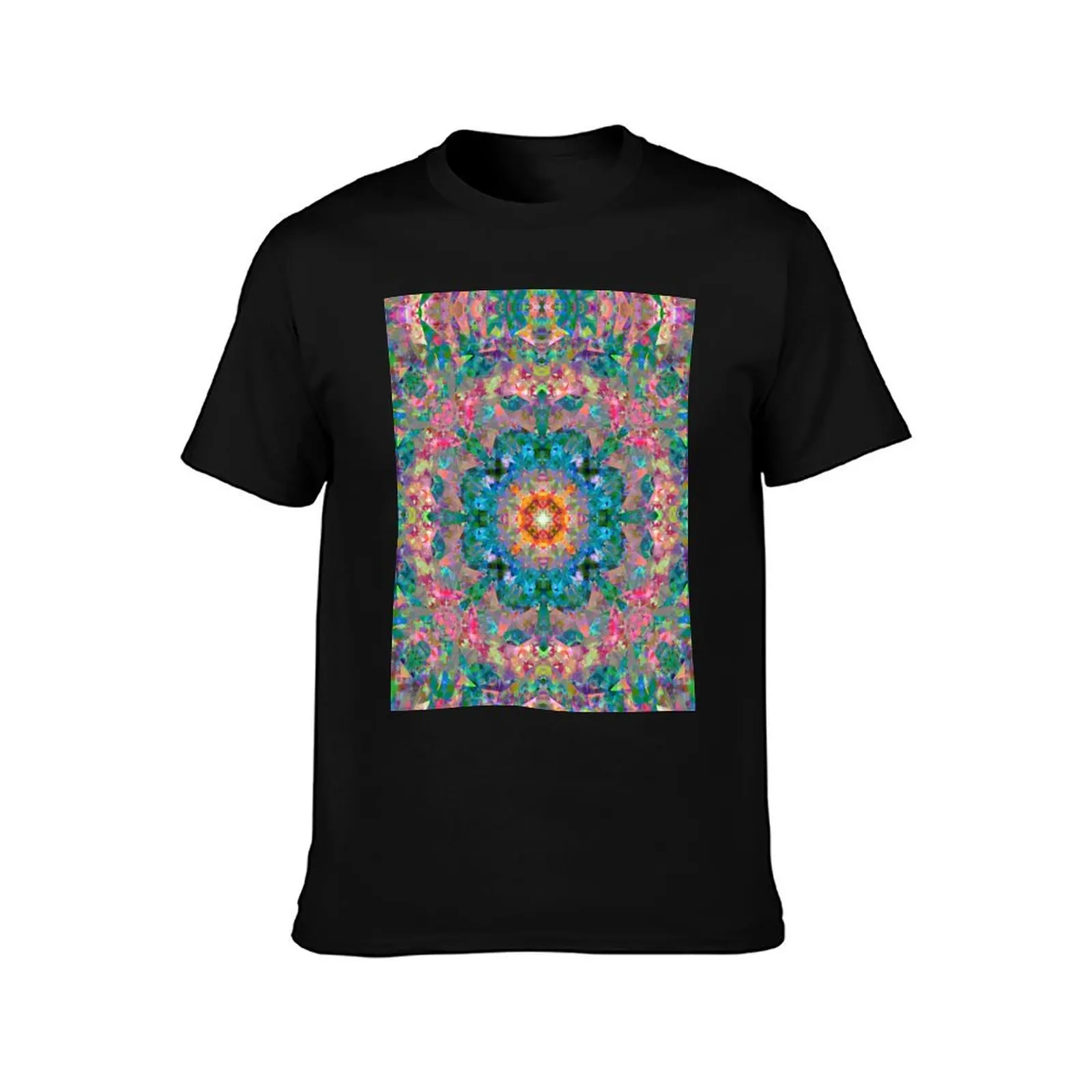 Vibrant Colourful Pink Blue Orange Fractal Maximalism Pattern T-Shirt baggy shirts clothing for men