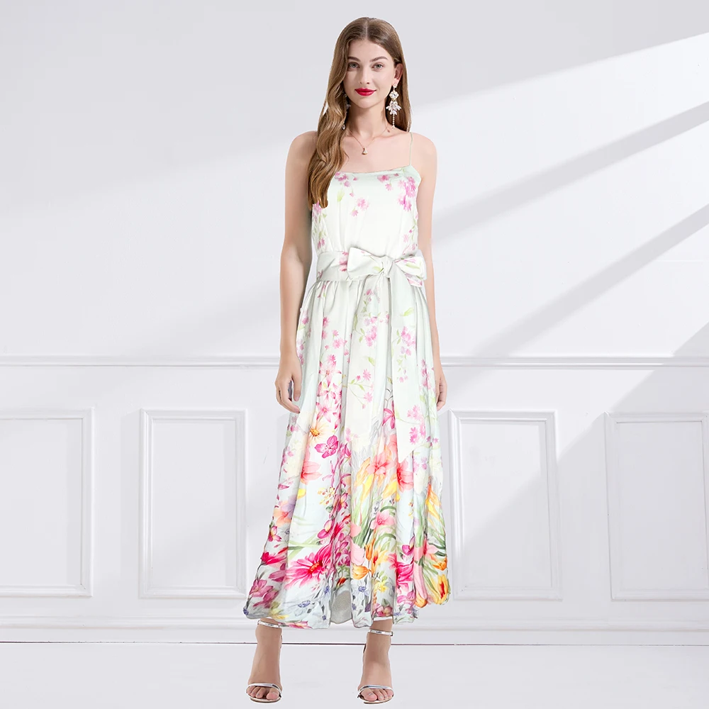 Camiseta Feminina de Verão com Estampa Longa e Cinto, Com Detalhe de Nó na Cintura