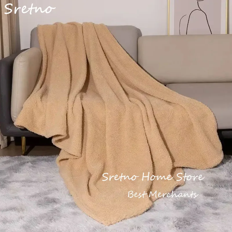 

Fleece Stitch Blanket Plain Warm Sofa Throw Blankets Office Nap Blanket Air Conditioning Solid Color Blankets Home Decor Mantas