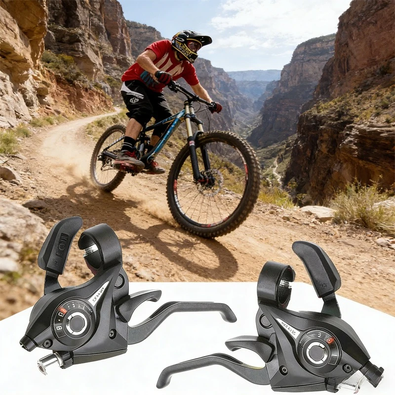 

Black V-brake Gear Shifter Brake Lever 1Pairs 3x7 3x8 Speed for Shimano Mountain Bike Shift Levers Bike Handlebar High Precision