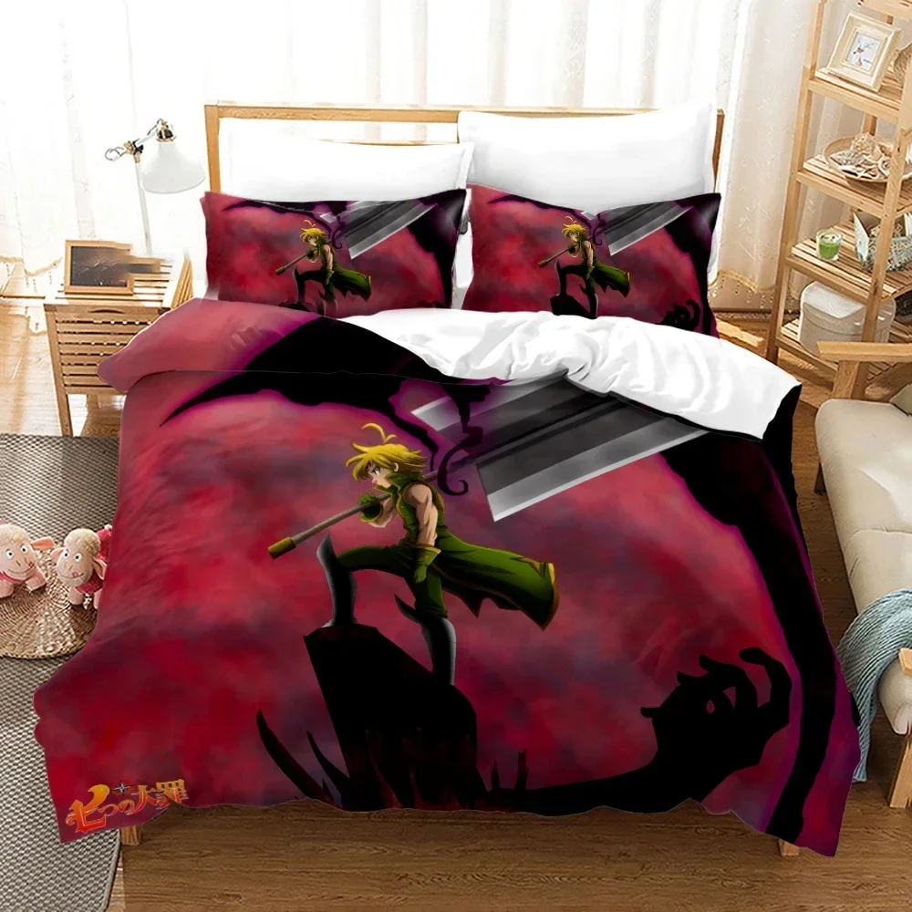 Anime The Seven Deadly Sins Bedding Sets Printed Duvet Cover Bedding Set Comfortable Breathable Comforter Bed Set Home Textiles