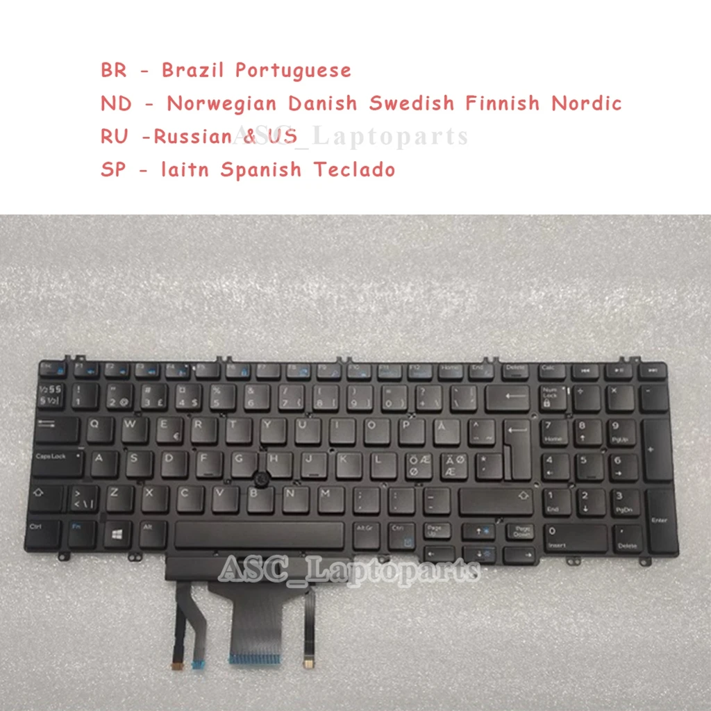 New Brazil Portuguese Nordic Russian & US Spanish Latin Keyboard for DELL Precision 7530 7730 7540 7740 E7530 M7530 BACKLIT