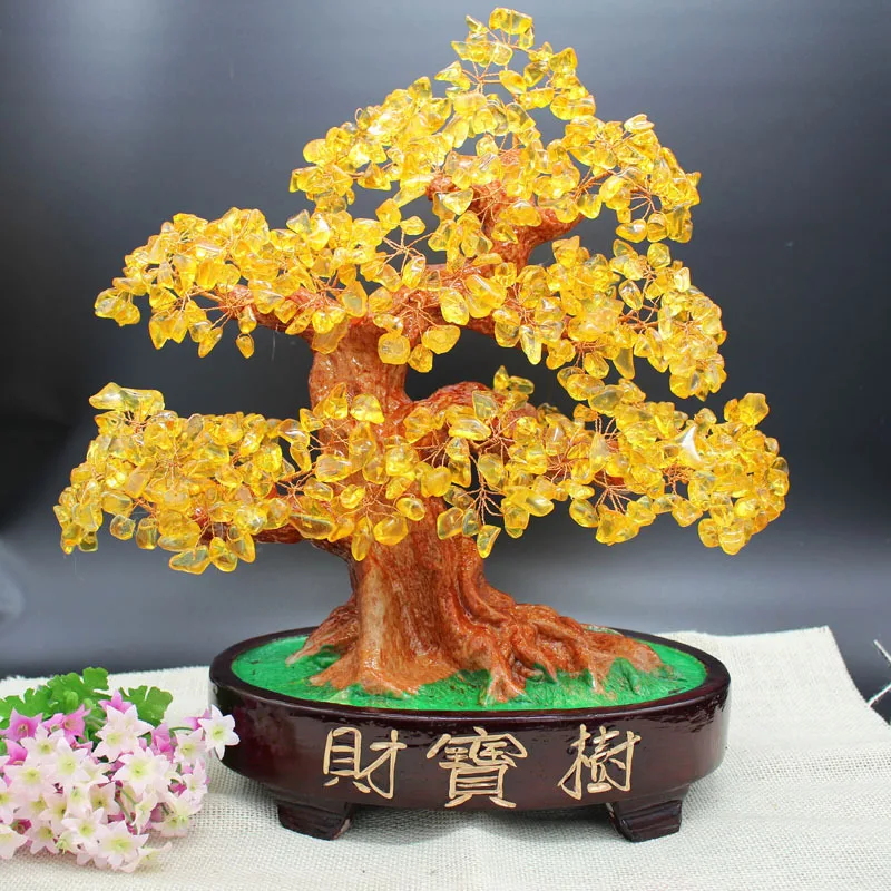 

Natural Crystal Large Size Fortune Treasure Tree Bowl Feng Shui Opening Business Gifts Entrance Decoration Home Decor Landscape