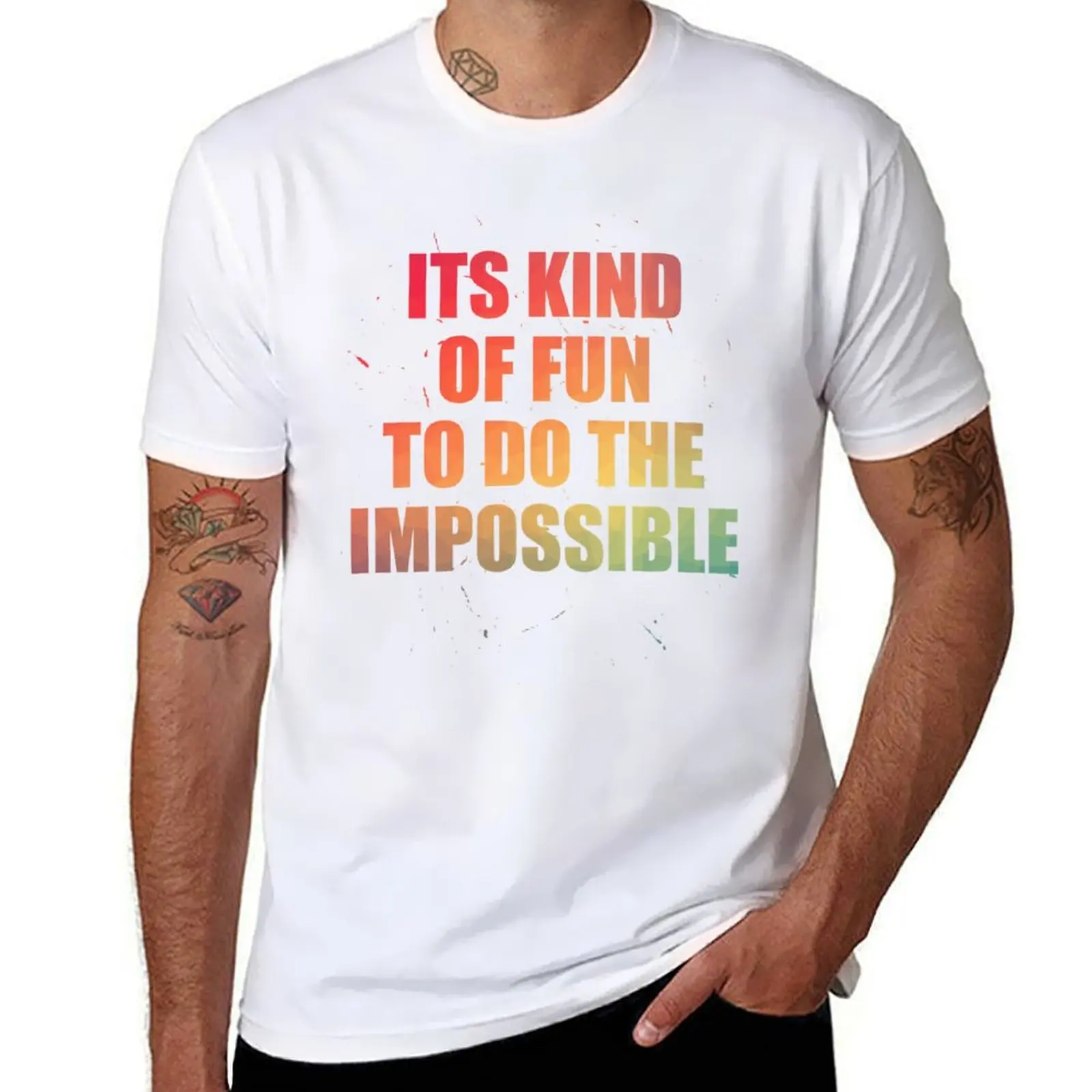 

Its Kind Of Fun To Do The Impossible Colorful Text Design with Big Letters T-Shirt t shirts for man graphic tees T-Shirt
