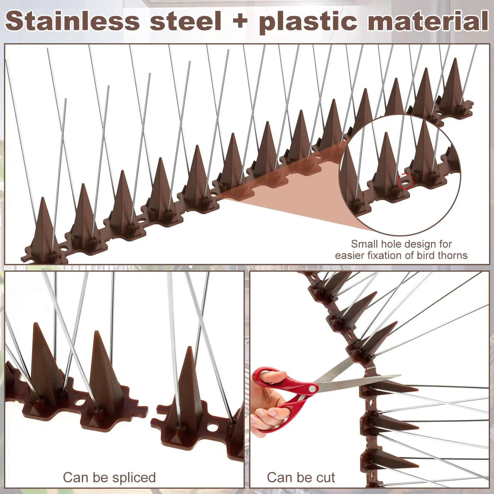 10Set Anti Bird 13pcs pikes Strip Stainless Steel Repeller Bird Pigeon Spike Deterrent Bird Scarer Repeller for Fence Roof Tools