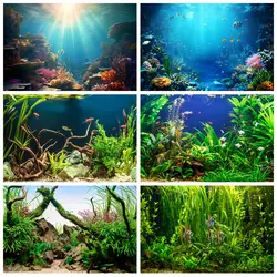 Under Sea Seabed World Photography Backdrop Underwater Marine Coral Seaweed Fishes Aquarium Baby Portrait Photo Background Props