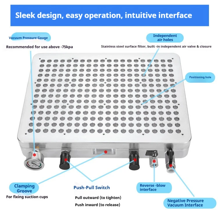 

Multi-hole vacuum suction cup no sealing strip industrial CNC high-strength adsorption aluminum alloy engraving machining center