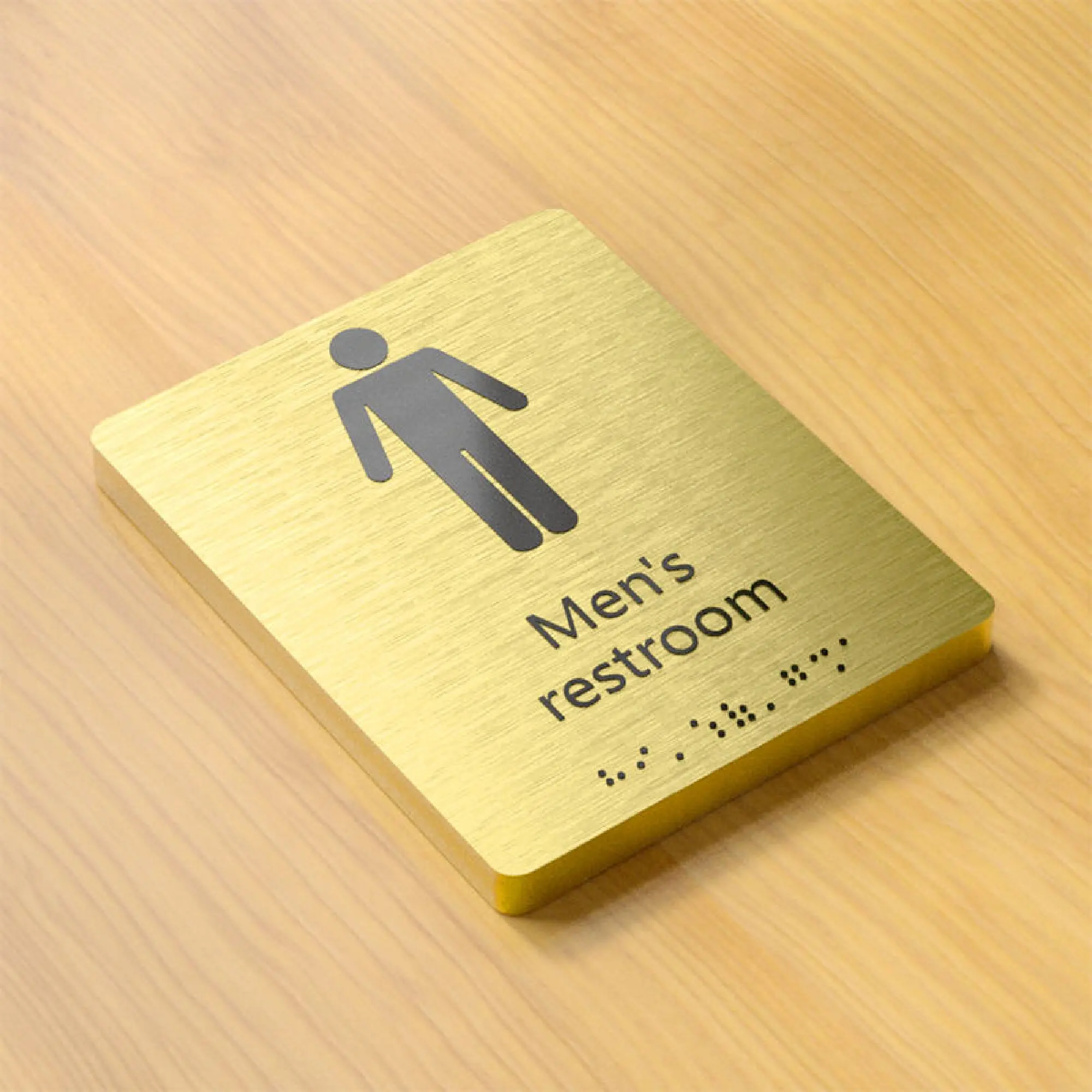 Office Indoor Sign Restroom Directional Signage Brushed Stainless Steel Way Finding Braille Sign