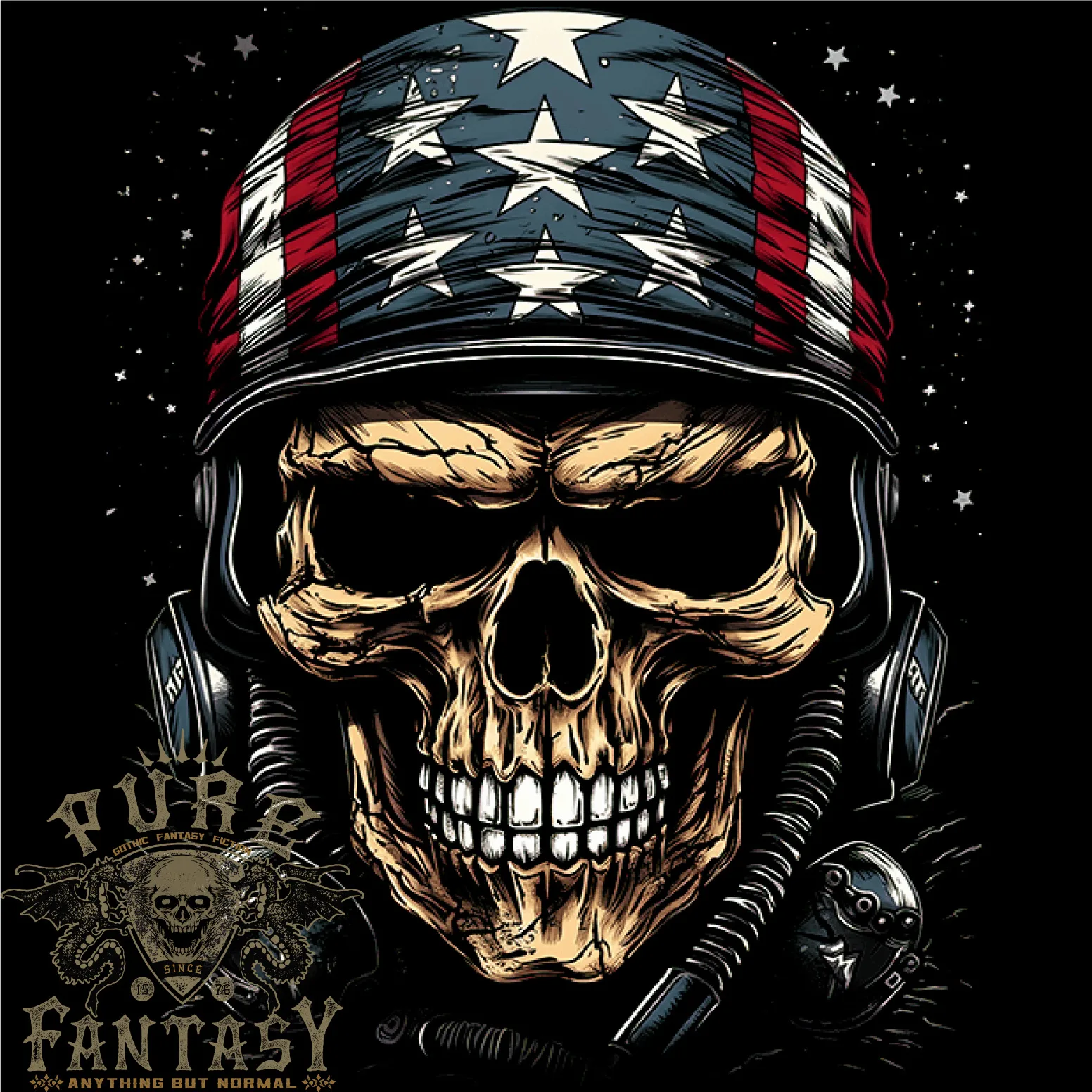 American Bandana Skull USA Biker Mens Cotton T-Shirt Tee Top