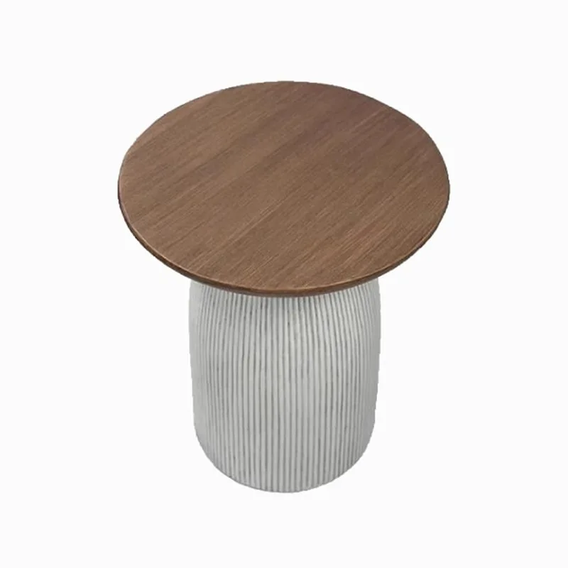Round Nordic Sofa Side Table Art Coffee Table for Living Room Balcony, Moveable Small Round Table