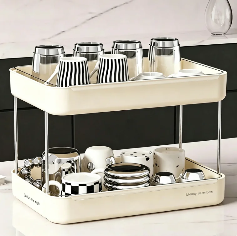 Desktop storage rack, large-capacity cup holder for office and home use, comes with a drainage tray, exuding a sense of luxury