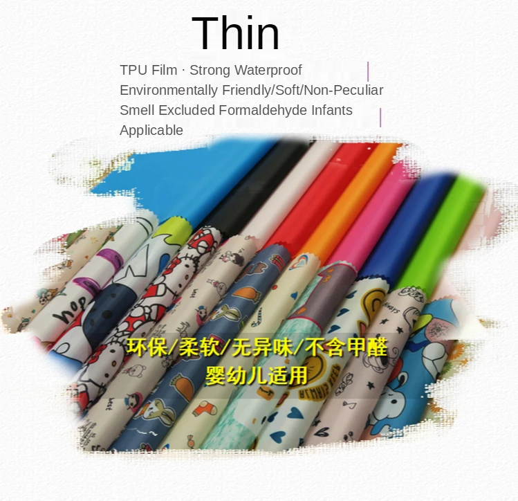 Waterproof Fabric By The Meter Breathable Tpu Children Clothes Anime Printed Cartoon Cloth Outdoor Sewing Umbrella Thin Diy Blue